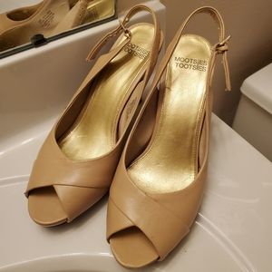Tan Nude Peep Toe High Heels